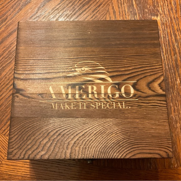 🥃Amerigo “Make It Special” Whiskey Glasses & Stone Ice Cubes Wooden Box Set! - Picture 3 of 14